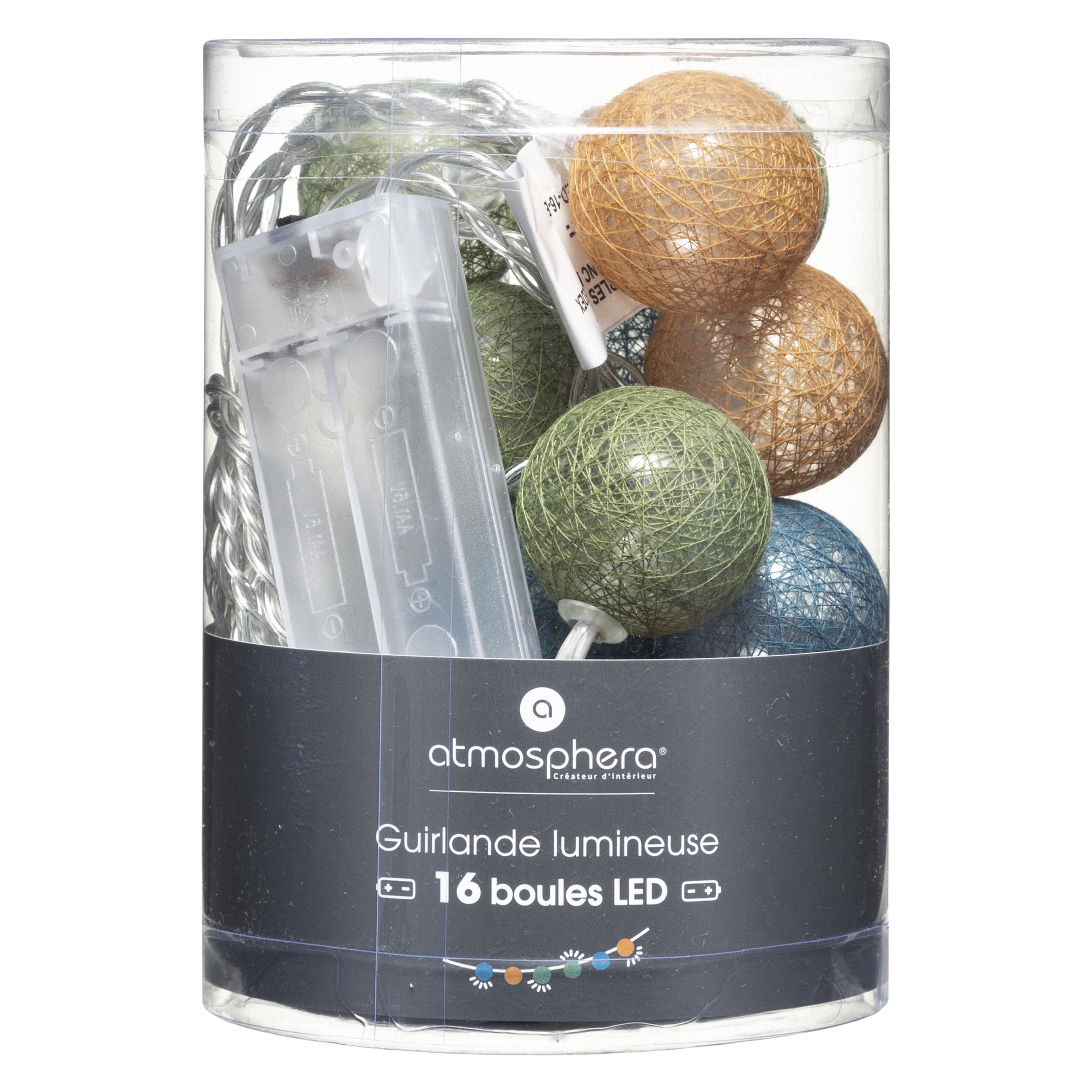 GUIRLANDE LED PILE 16 BOULES ARMY D.3.5CM