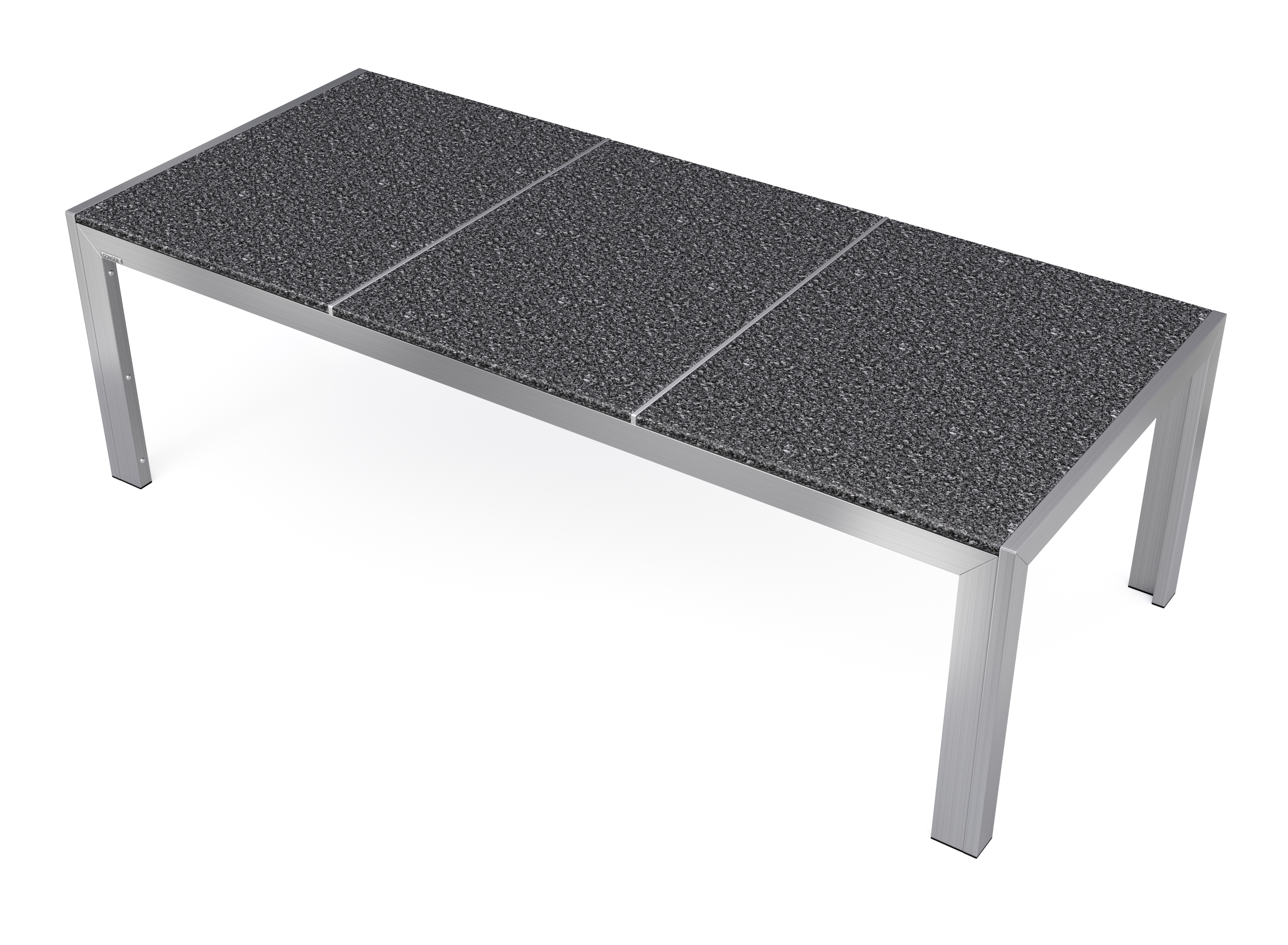 Granittisch Edelstahl 220 x 95 x 75 cm