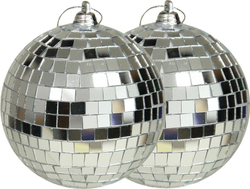 Othmar Decorations - Discoballen - Zilver - Set van 2 - Kunststof