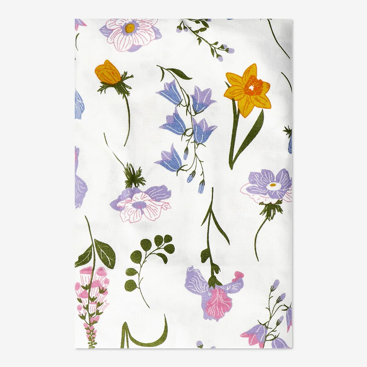 Bomuld dug med blomsterprint - 140x220 cm