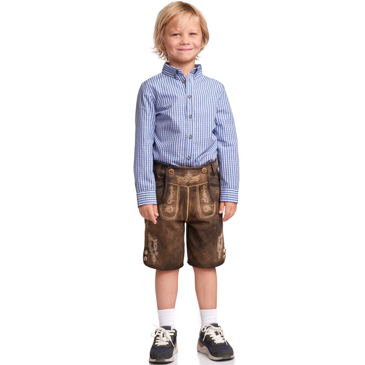 Topolino Jungen Lederhose mit Stickereien dunkelbraun