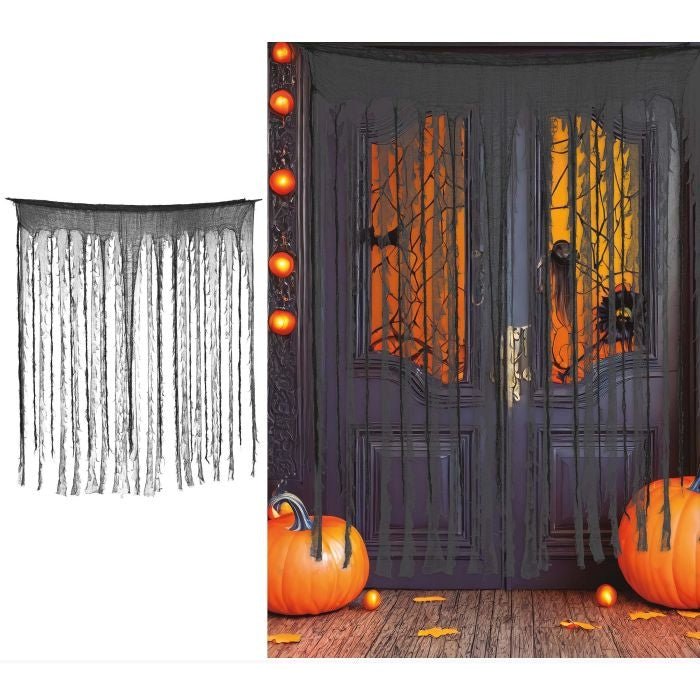 Halloween Gordijn Zwart/Grijs 1,9m