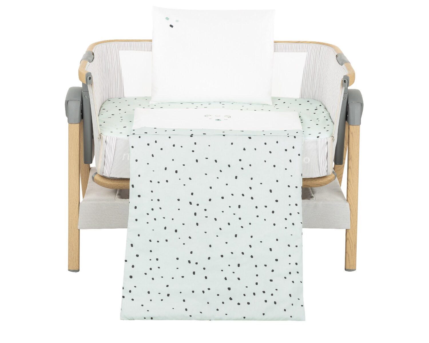 Kikkaboo Babybettwäsche Set Bear with me 3-teilig Decke 85 x 55 Kissen 45 x 35 grün