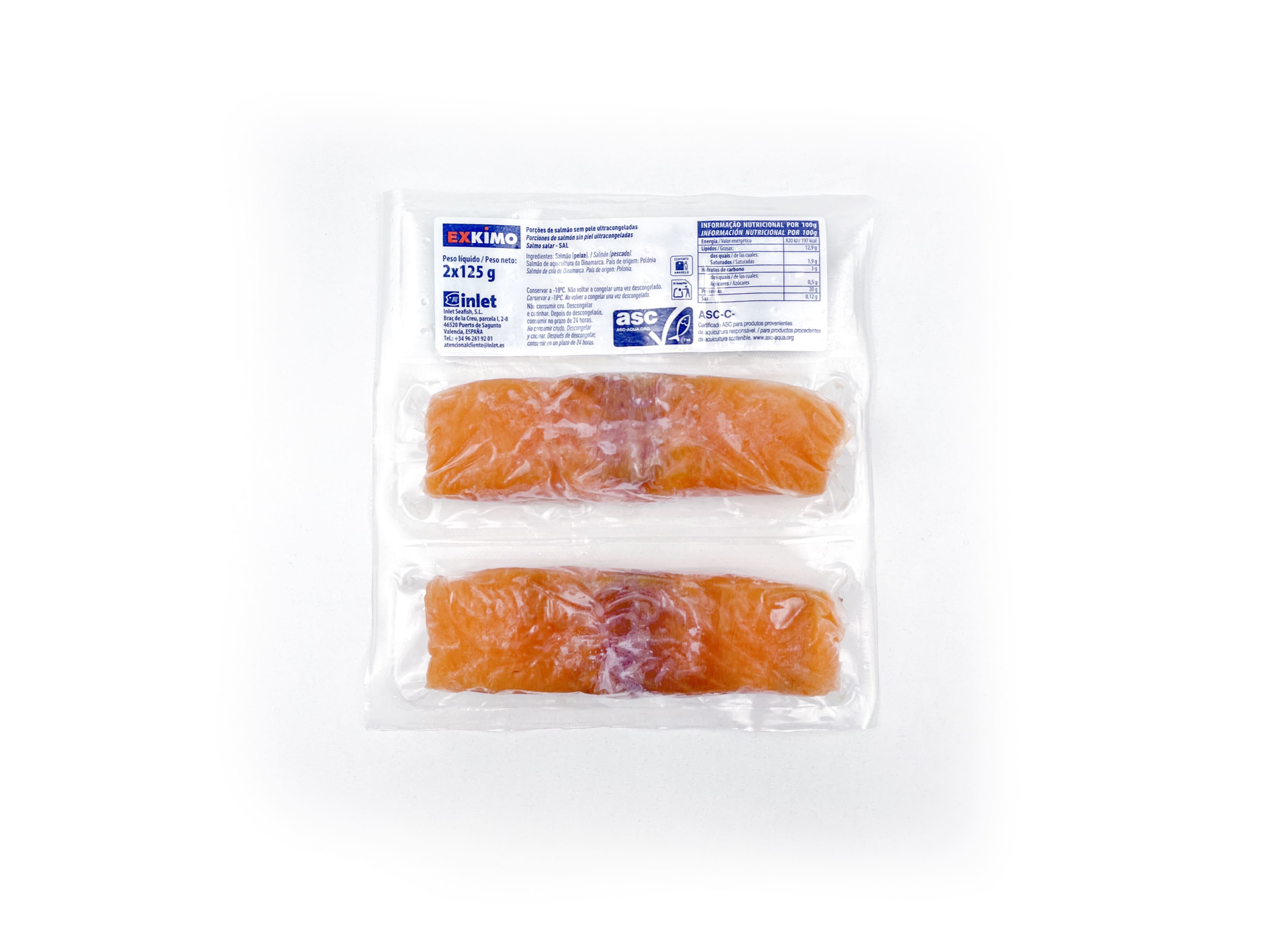 SALMÃO EXKIMO EM PORÇÕES SEM PELE ASC 2X125G
