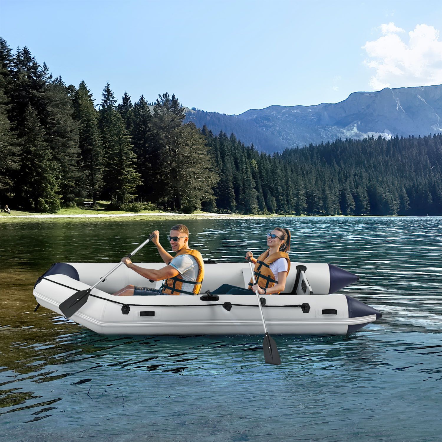 ArtSport Schlauchboot 3,80m mit 2 Sitzbänke, Aluboden, Paddel, Pumpe, Tasche & Reparaturset