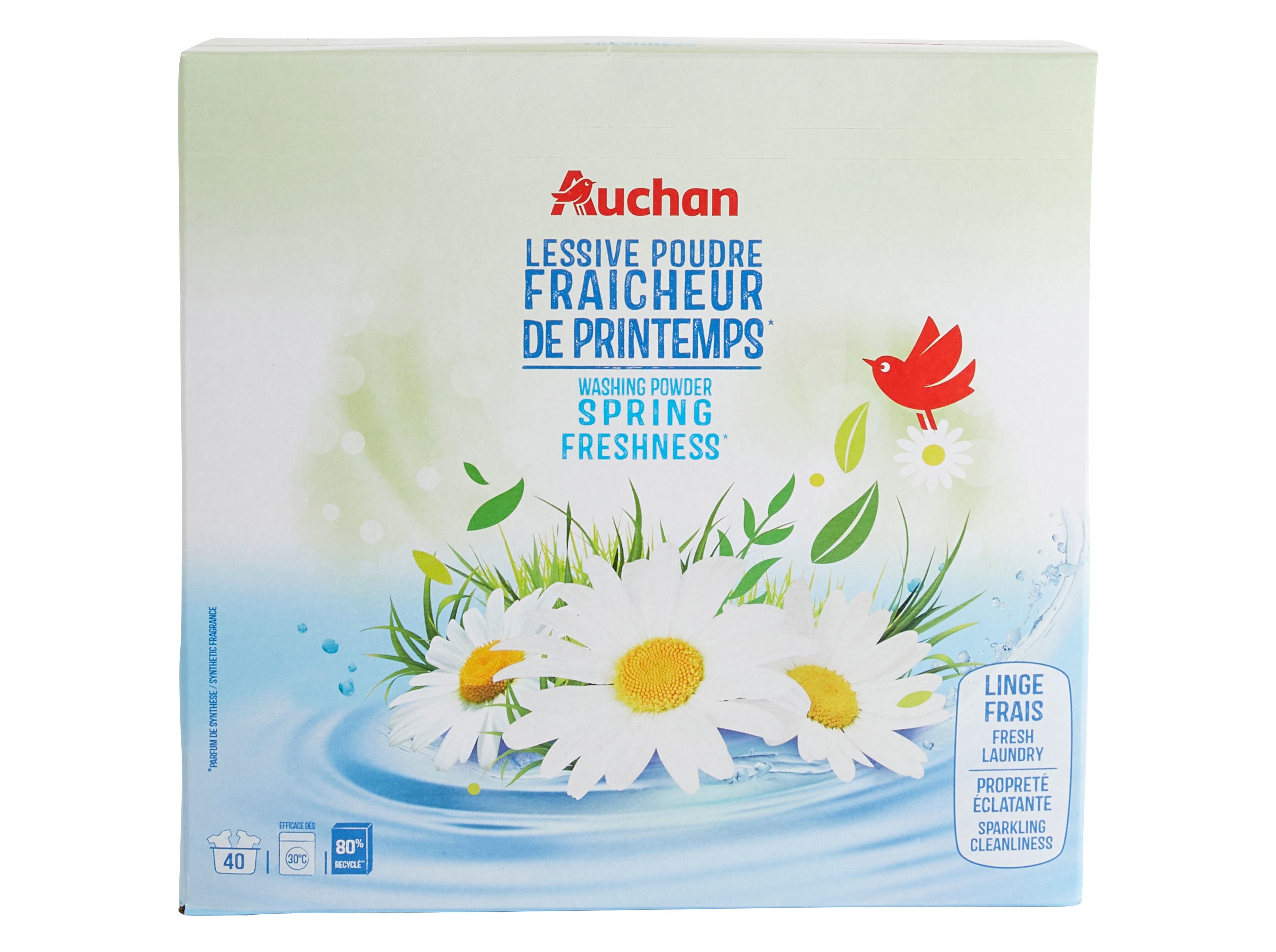DETERGENTE MÁQUINA ROUPA PÓ AUCHAN FRESCURA PRIMAVERA 40 DOSES