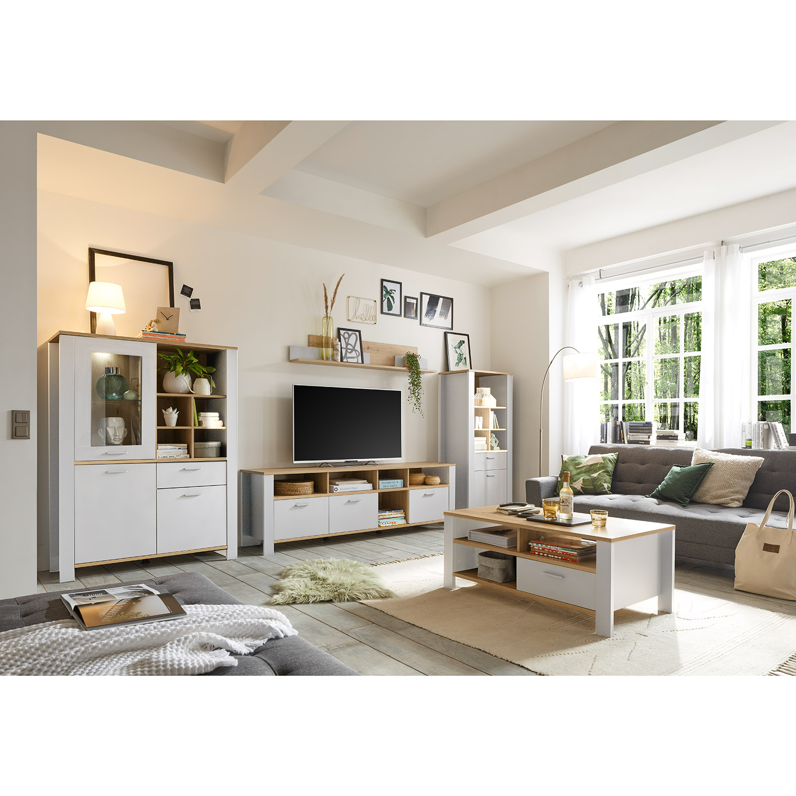 Wandboard - kreidegrau - Asteiche - 150 cm