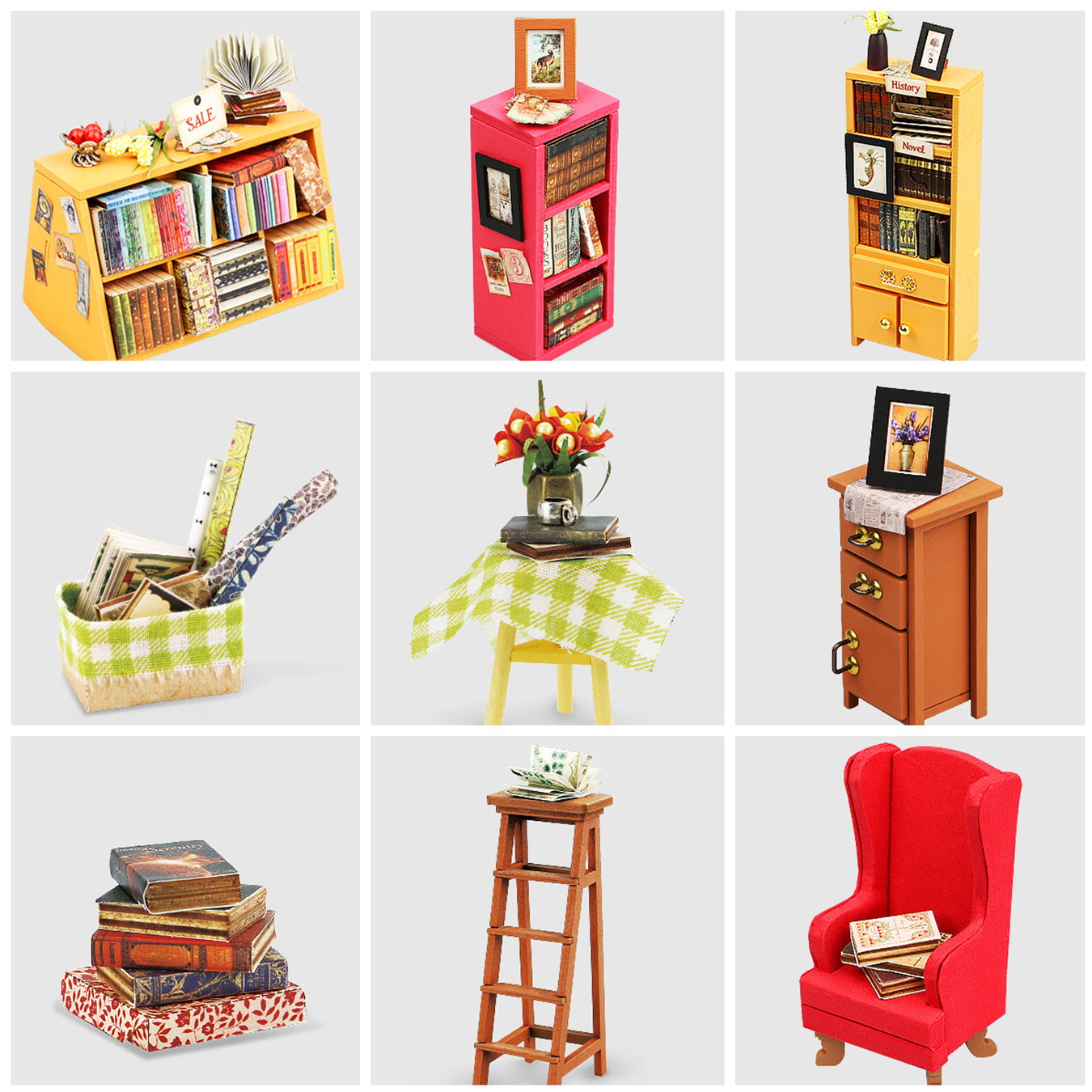 (221-tlg. Set) Rolife Modell Bausatz DIY Miniatur Haus mit Licht Home Deko für Erwachsene (DG102) - Sam's Study