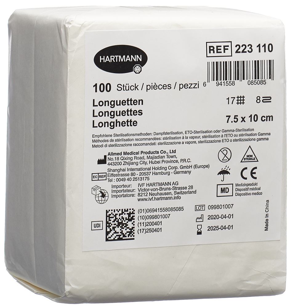 IVF Longuetten Typ 17<br>100 Stück, Beutel, 7.5x10cm, 8 fach