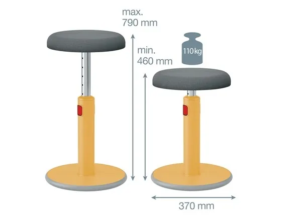 Leitz Ergo Cosy Active Sidde-stå balancestol 2-i-1 varm gul - højdejustering 46-79 cm
