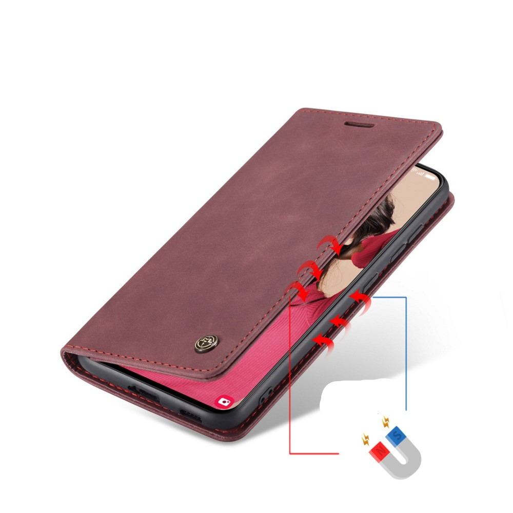 Samsung Galaxy S21 FE 5G Leder Tasche Flip Wallet Etui mit Kartenfächern - Dunkelrot