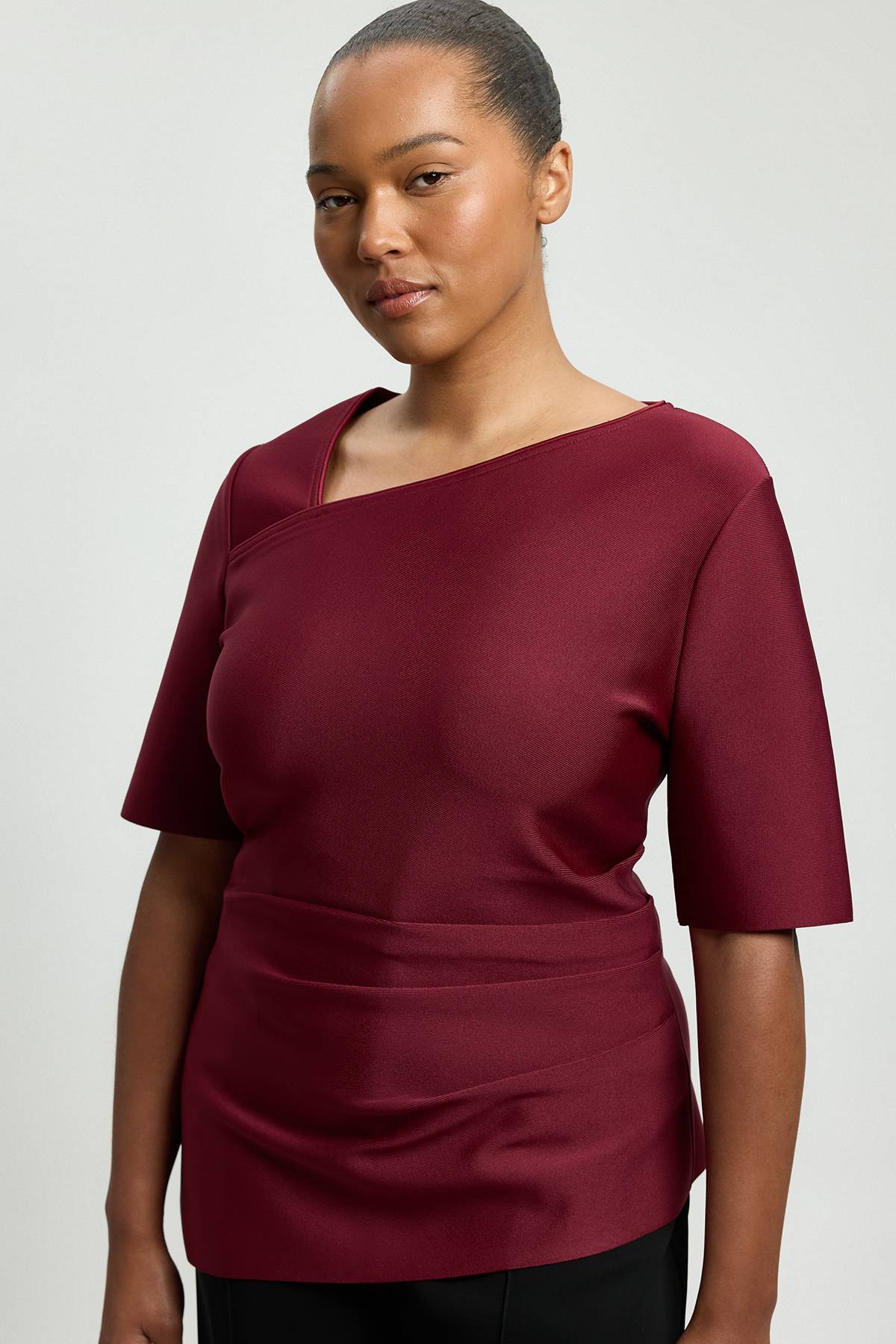 KarenMillen Haut Grande Taille À Manches Longues Asymétrique Effet Bandage