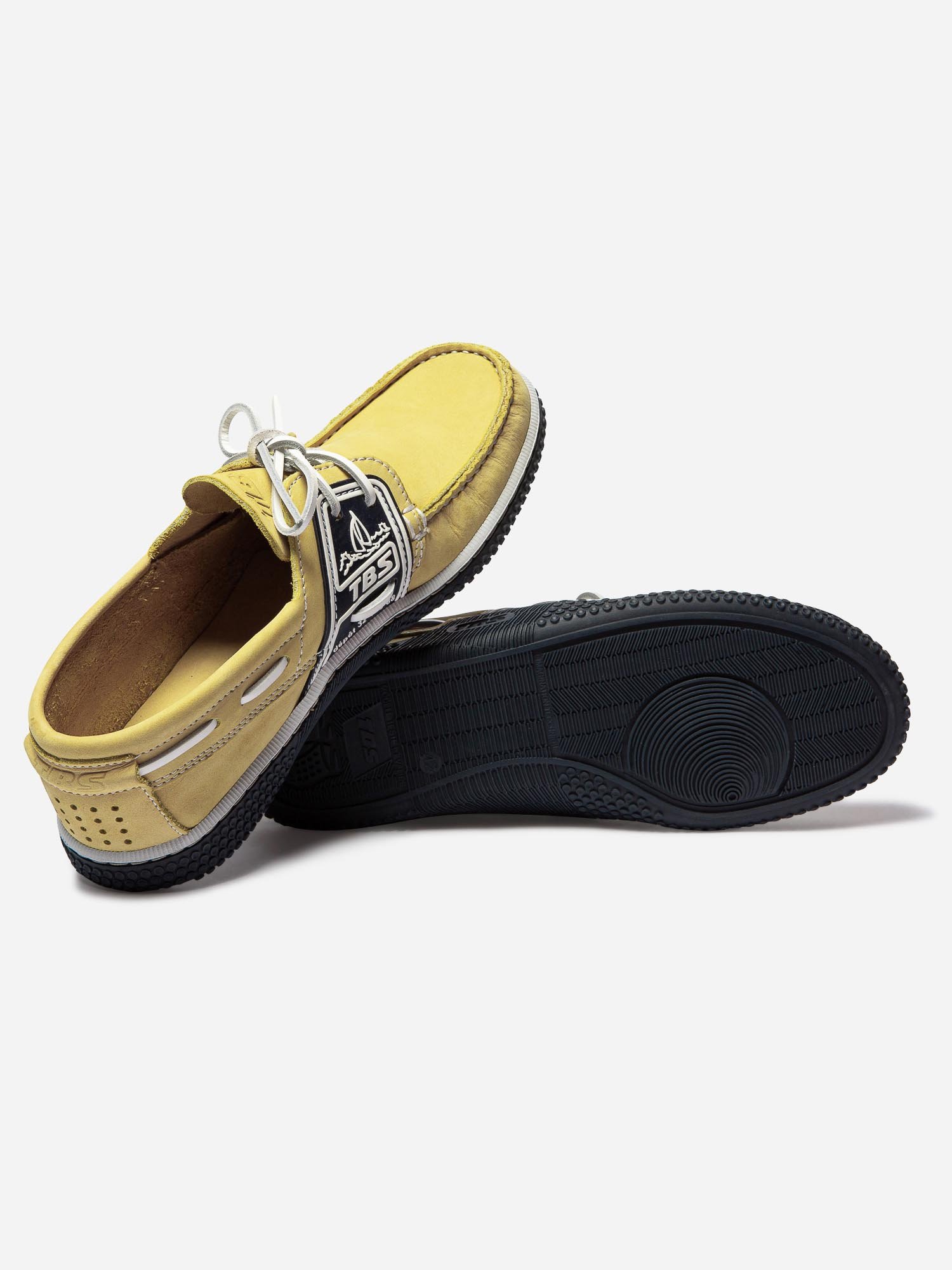 Chaussures Bateau Homme Semelle Grip Cuir Jaune