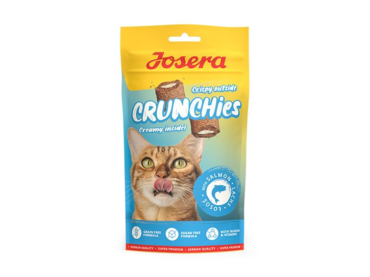 Josera Katzen-Snack Crunchies with Salmon, 60 g Knuspriger Katzen-Snack mit cremigem Kern