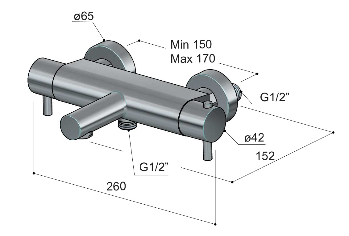 Hotbath Cobber thermostatische badkraan met uitloop geborsteld messing