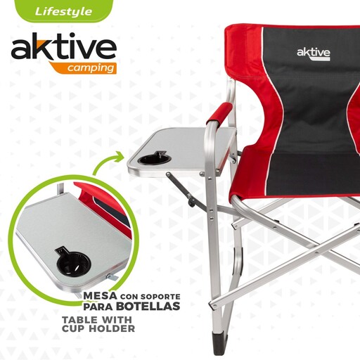 Cadeira de camping Aktive Director com mesa e bolsa térmica