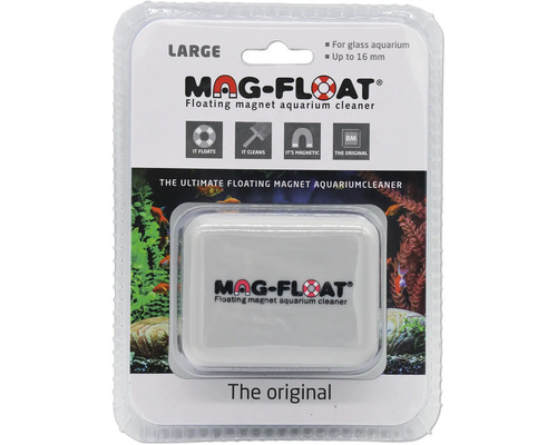 Mag-Float Algenmagneet Grote Aquarium Glasreiniger, drijvende algenmagneet, ca. 8,5 x 6,5 x 5,5 cm, voor glasdiktes tot 16 mm