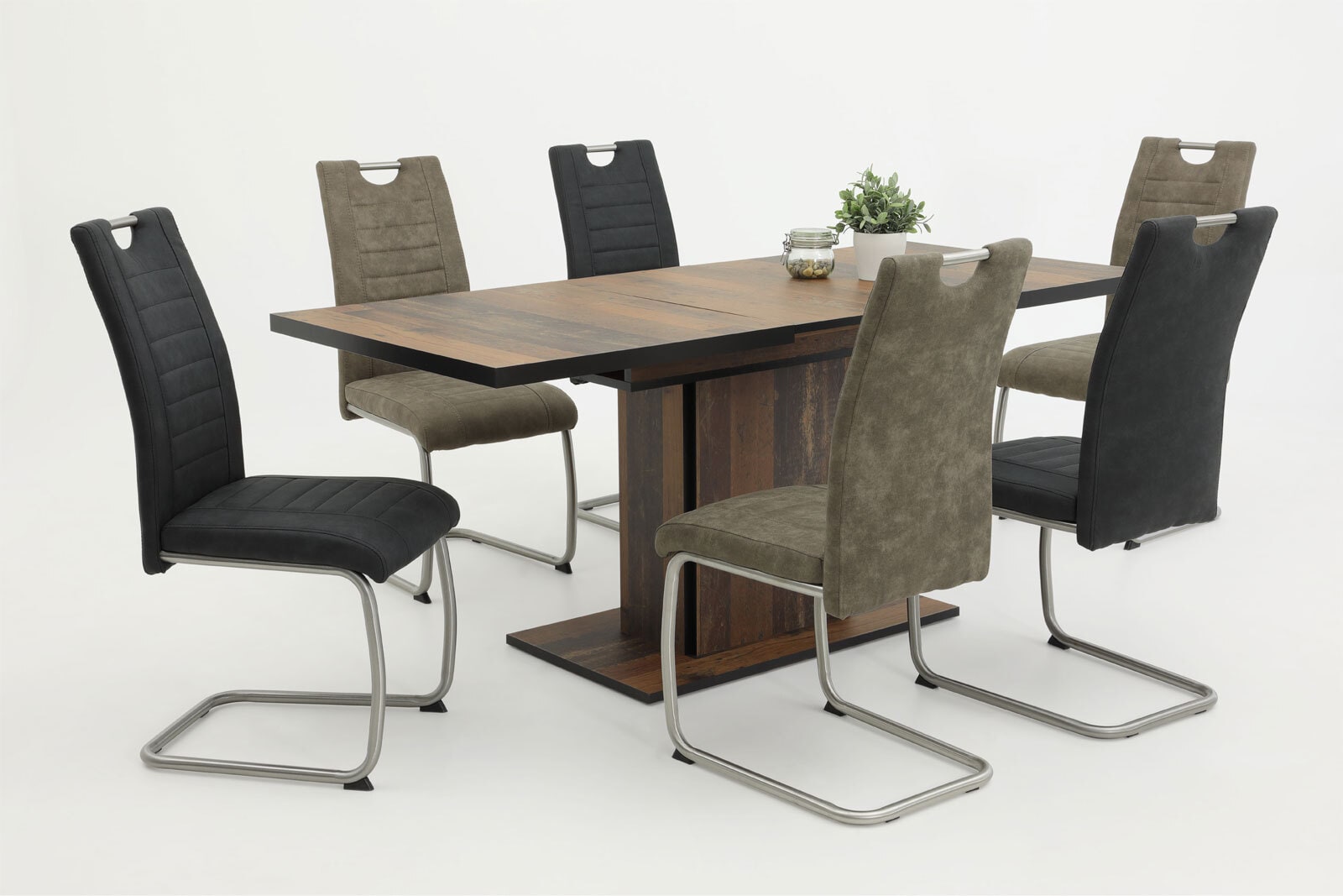 Esstisch Andrea 140-180 x 80 cm Oldwood-Dekor/schwarz