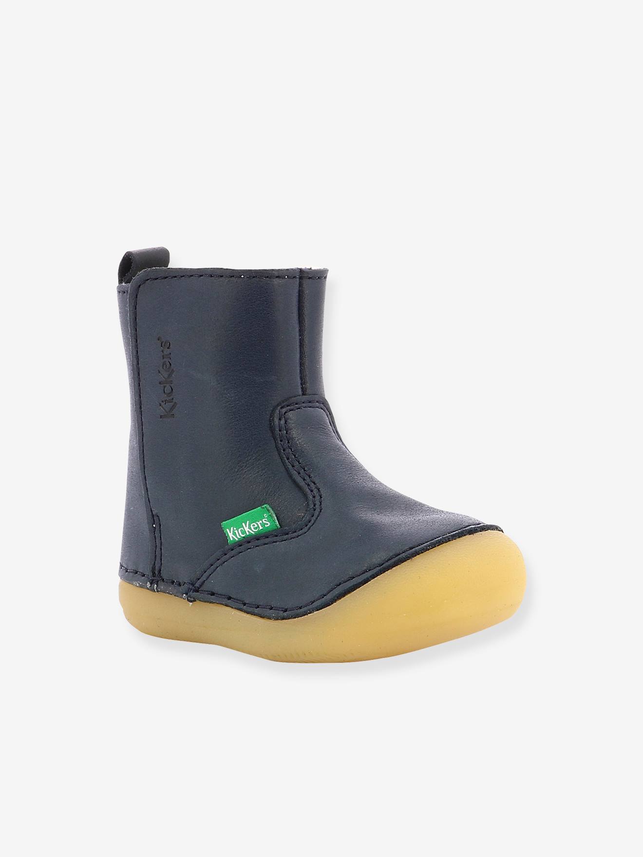 Sapatinhos de couro para bebê Socool Cho KICKERS® First Steps, bege claro, lisos