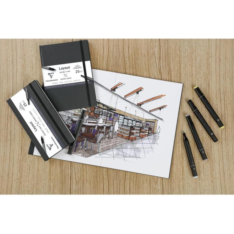 Layout double-face carnet ouverture à plat 25F 11x22cm 220g - Noir