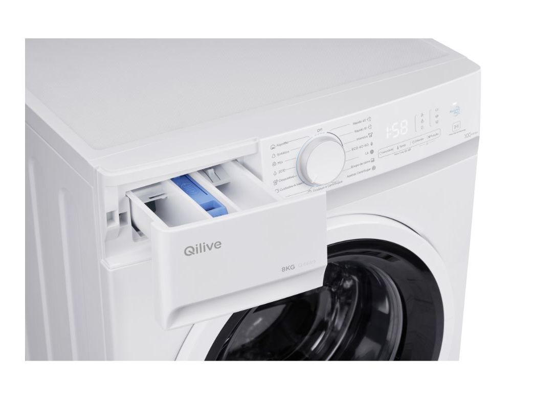 MÁQUINA DE LAVAR ROUPA QILIVE Q.6385 - BRANCA A 8KG