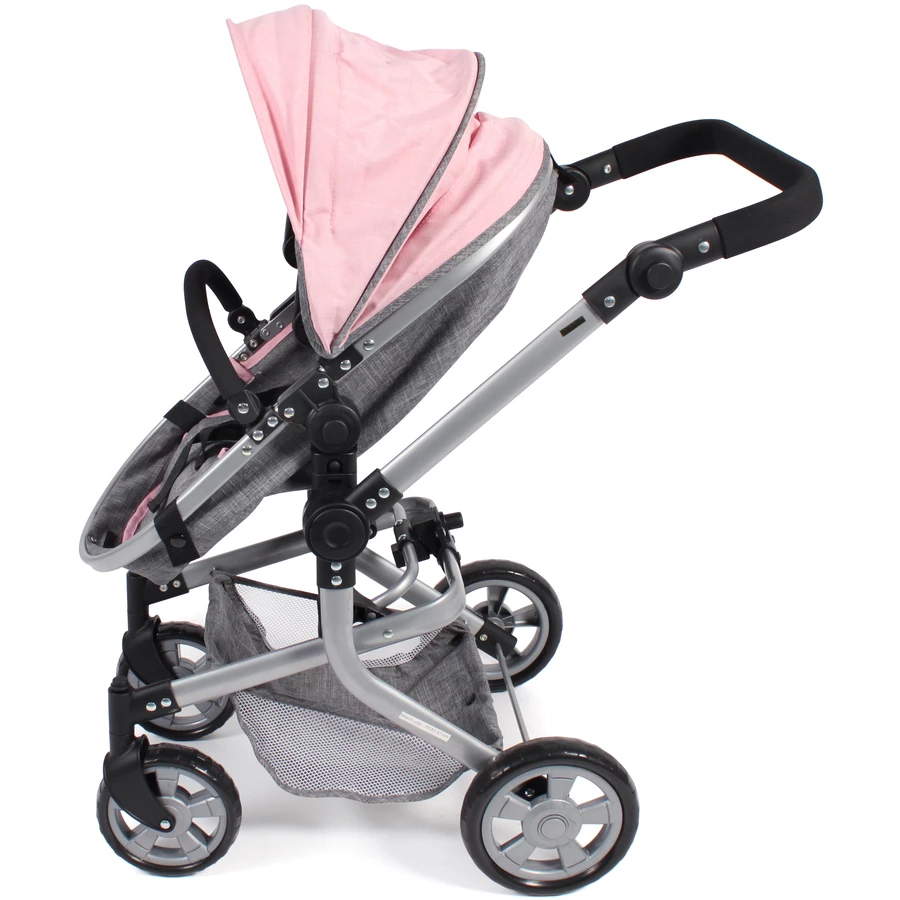 BAYER CHIC 2000 Kombi-Puppenwagen MIKA Melange grau-rosa