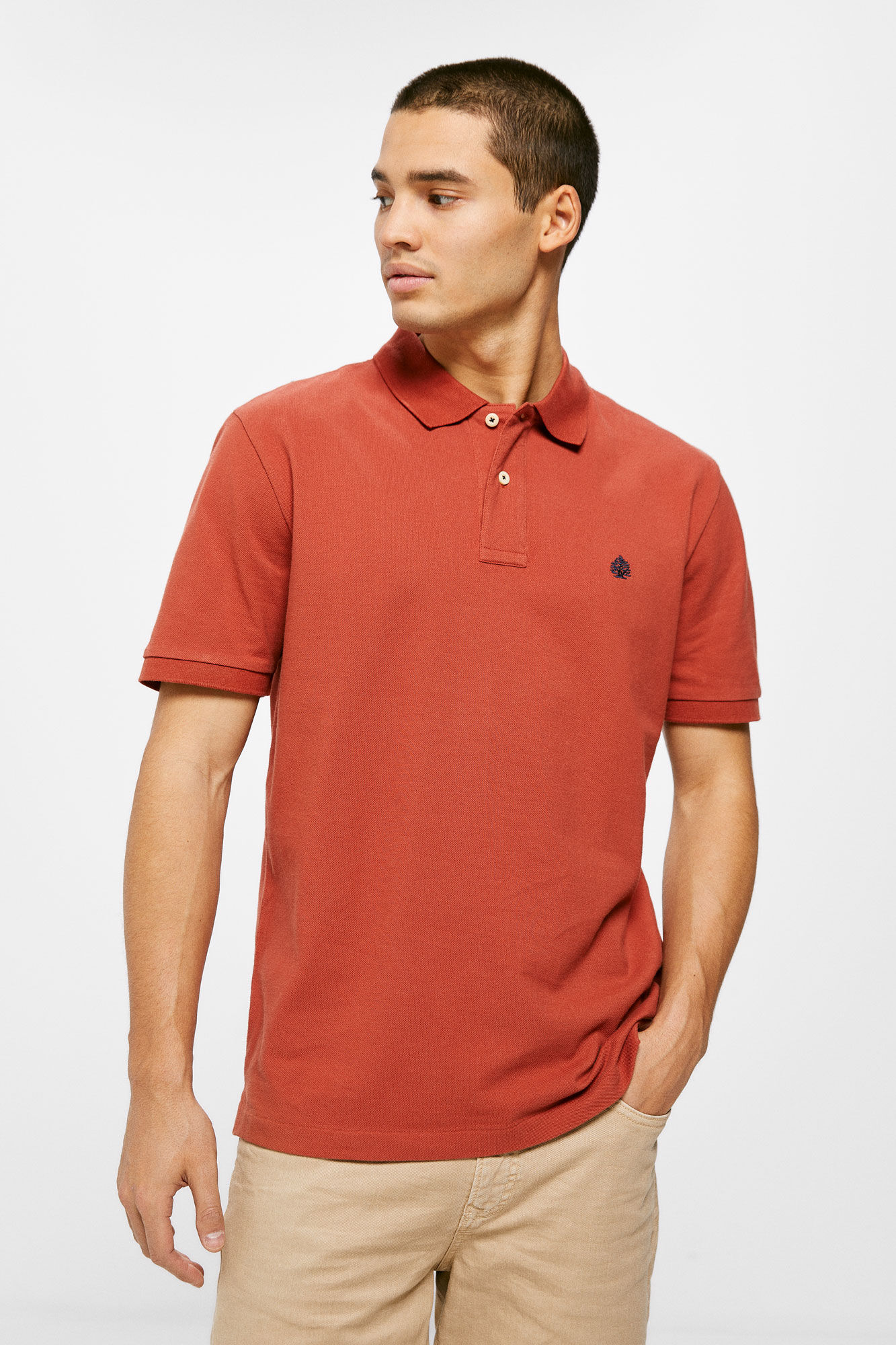 Camisa polo básica em piqué - laranja