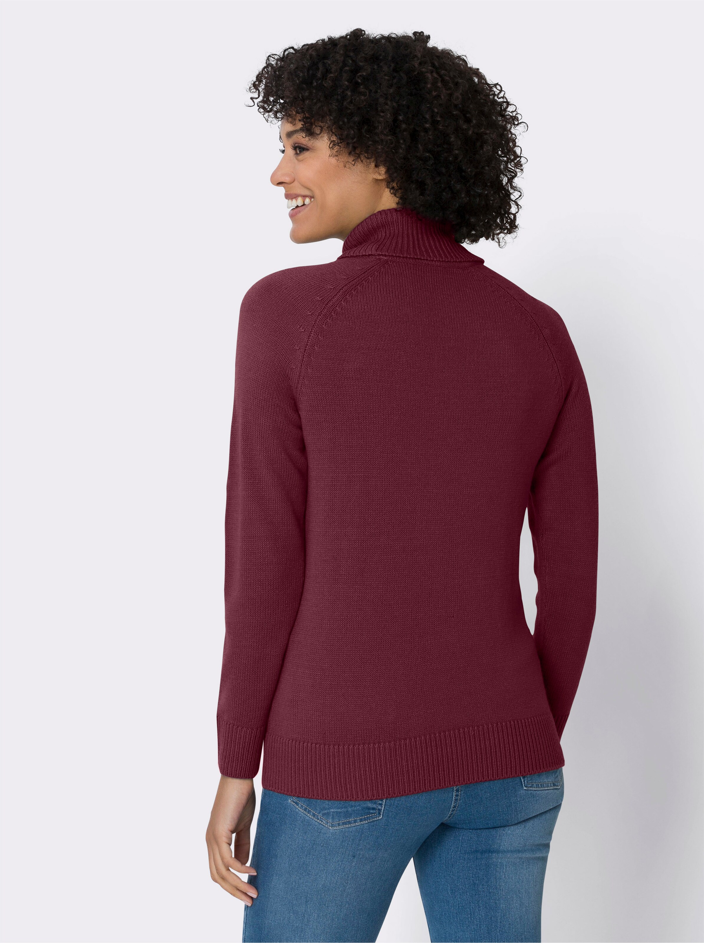 Rollkragenpullover mit Zierband-Detail