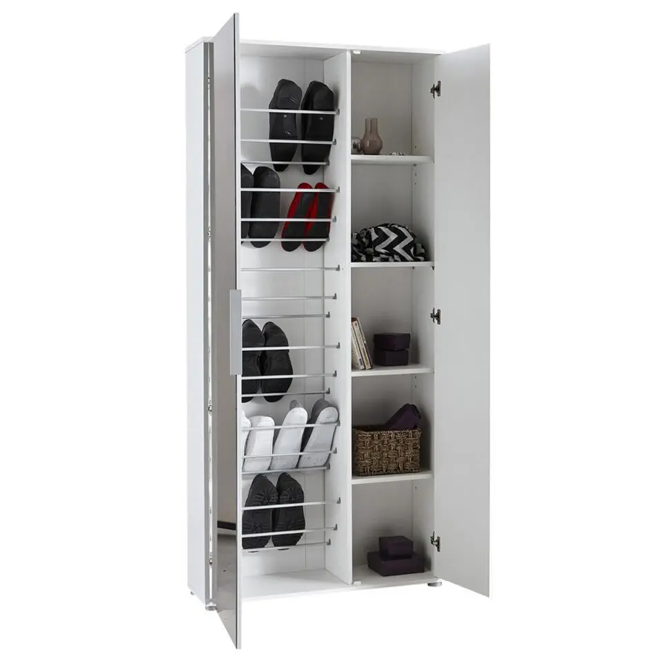 CALICOSY - Schoenenkast en 1 spiegel EBONY - 23,9x82,9x178,4 cm