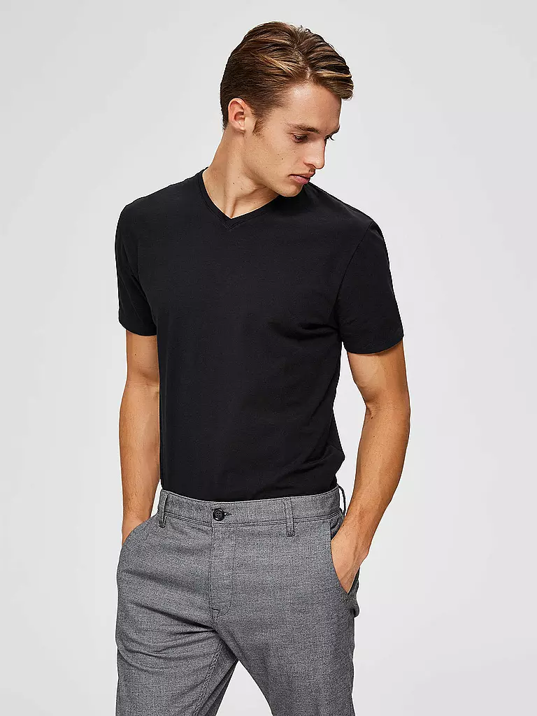 SELECTED T-Shirt SLHNEWPIMA schwarz