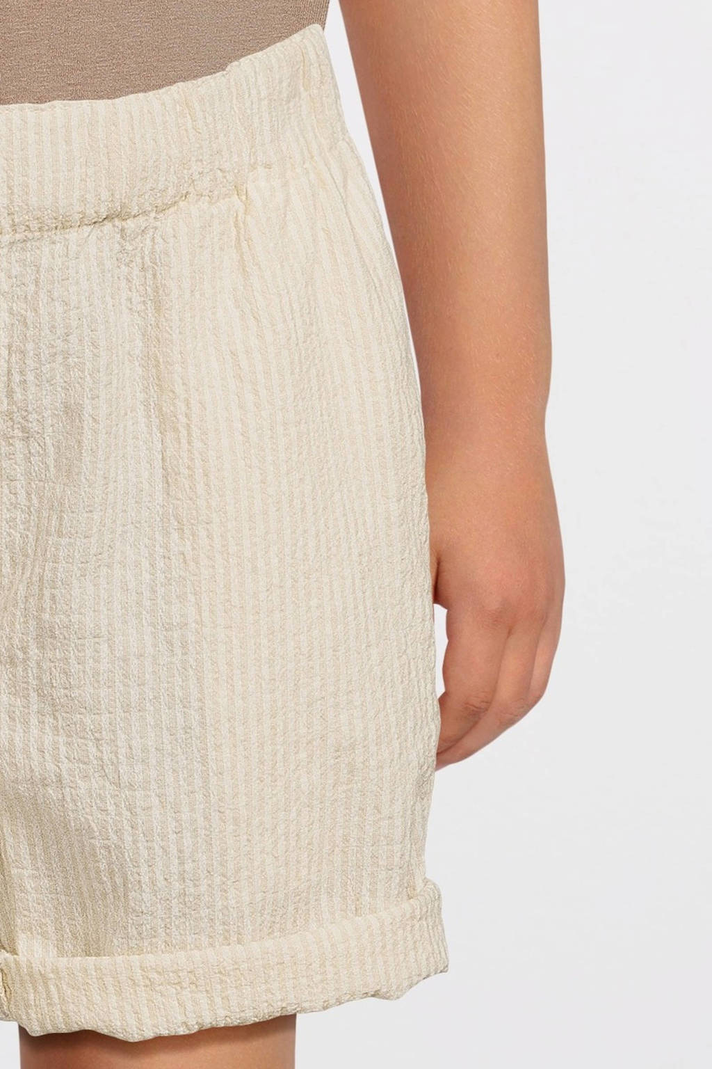 NAME IT gestreepte short NKMFEDENIS beige/ecru