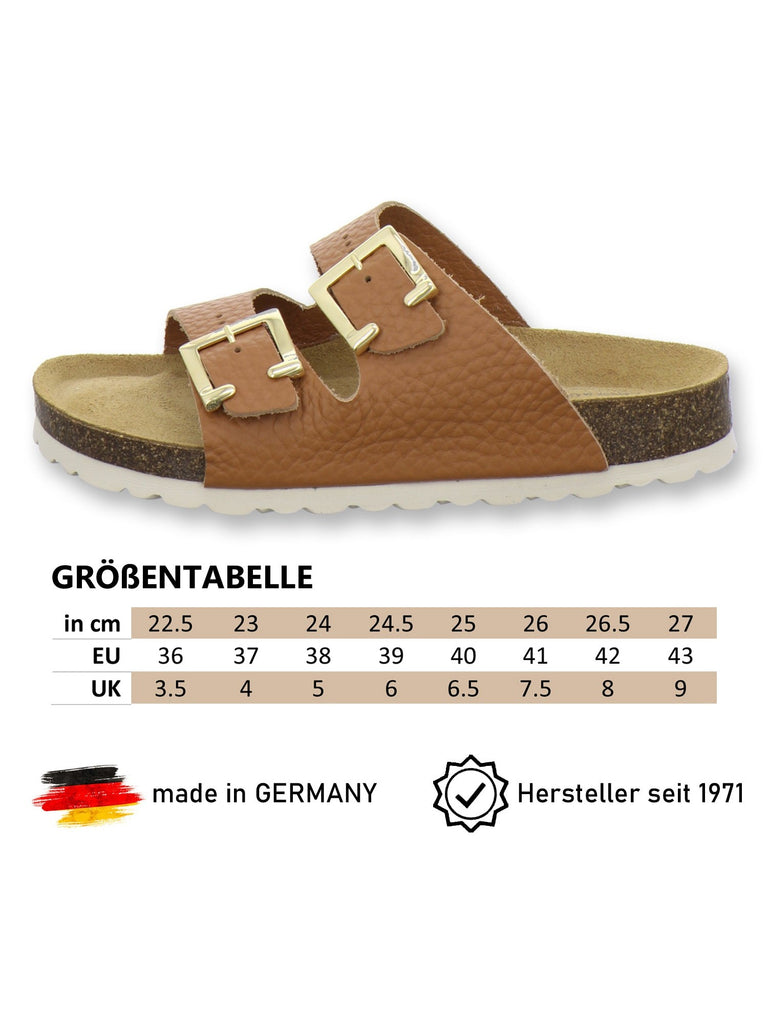 Pantoletten Damen Zweischnaller cognac