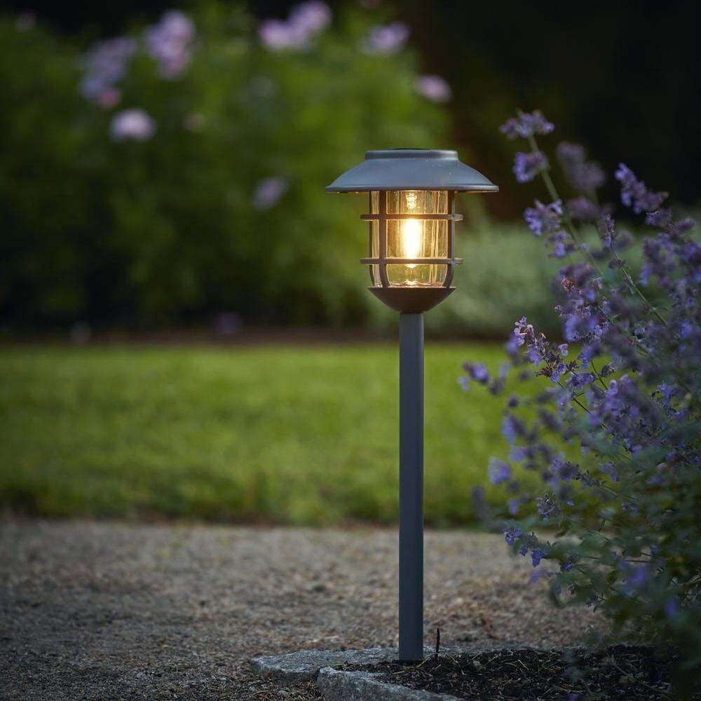 LED-zonnepadverlichting Filippa in zwart 0,06W 10lm IP44 met schemersensor en grondpen