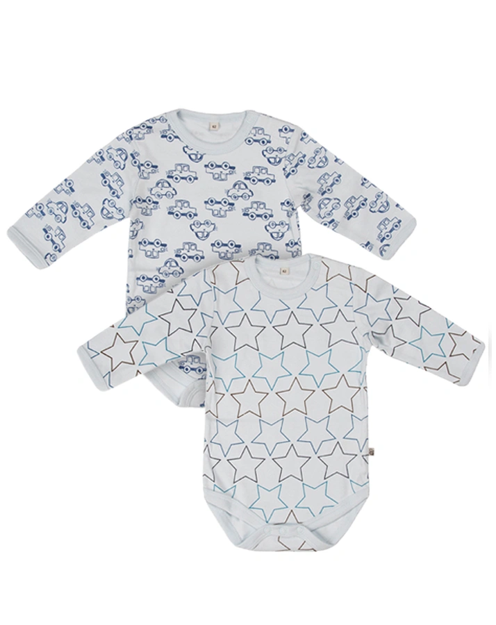 Langarmbody LITTLE BOY 4er-Pack in hellblau