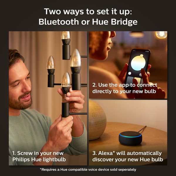 Philips Hue W Lyskilde 4.5W Filament Candle E14