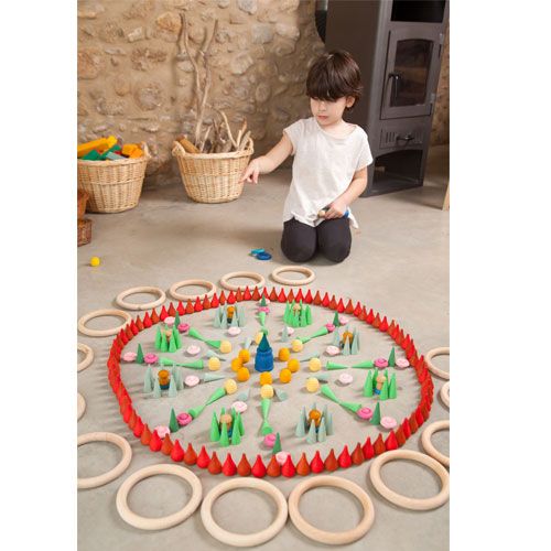 Grapat houten kegels - groen (36st)