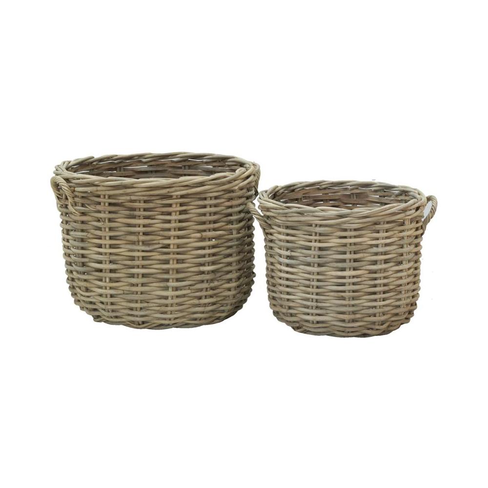 Maxi cache-pots en rotin poelet fendu sable (lot de 2)