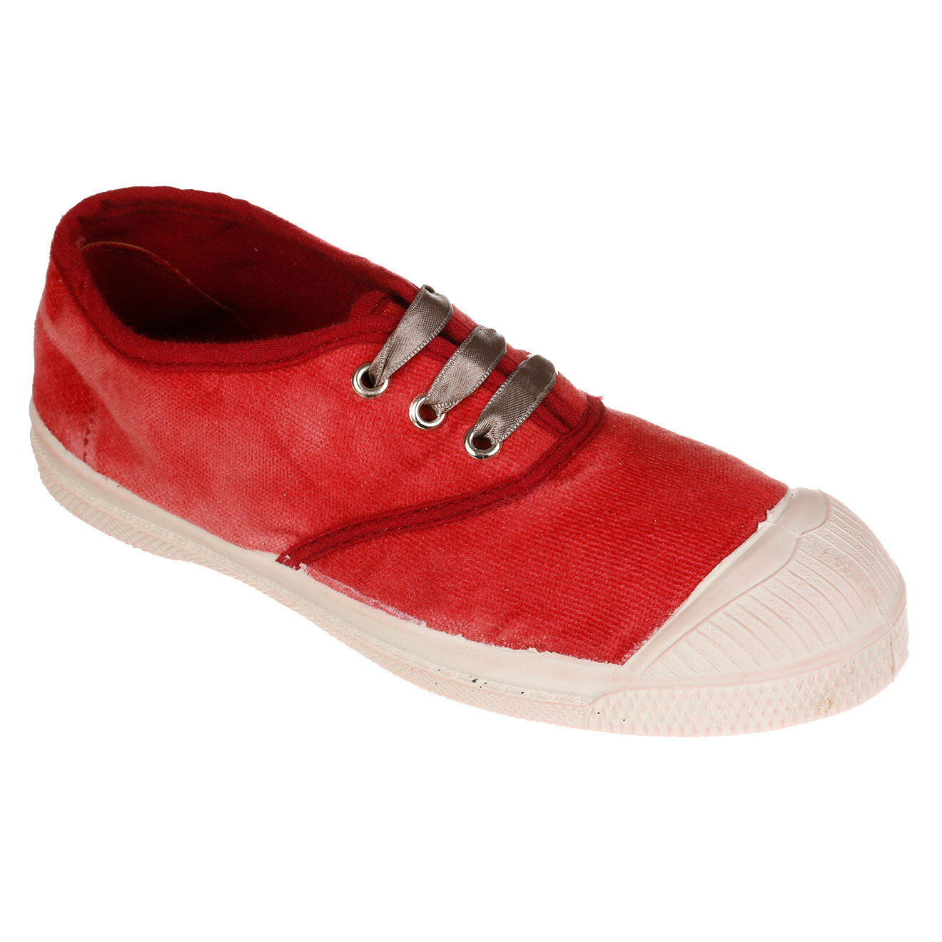 Bensimon Tennis basses en Velours Vintage lacets roses