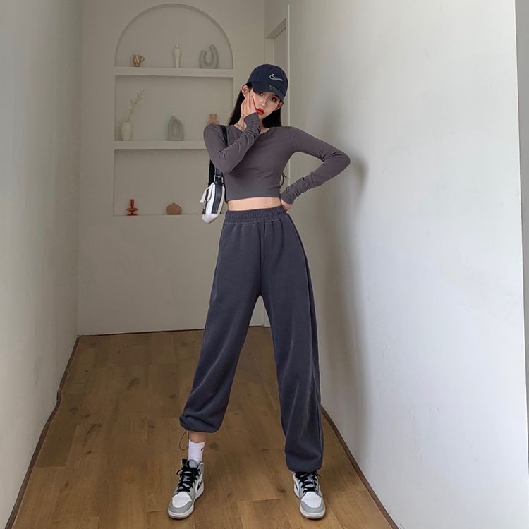 Alfie - Hoge taille effen losse joggingbroek