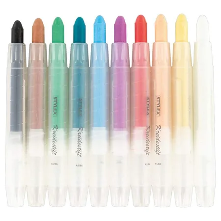 Stylex Schreibwaren 10 Kreidestifte / in Kunststoffschaft mit Drehmechanik / 10 Farben