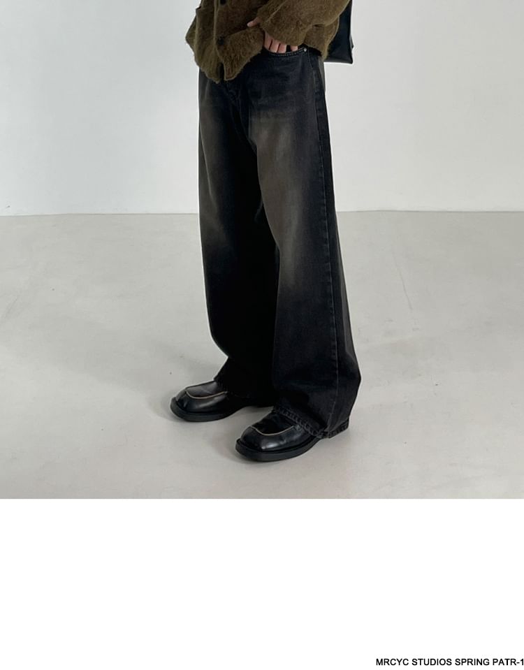 MRCYC - High Waist Washed Wide Leg Jeans