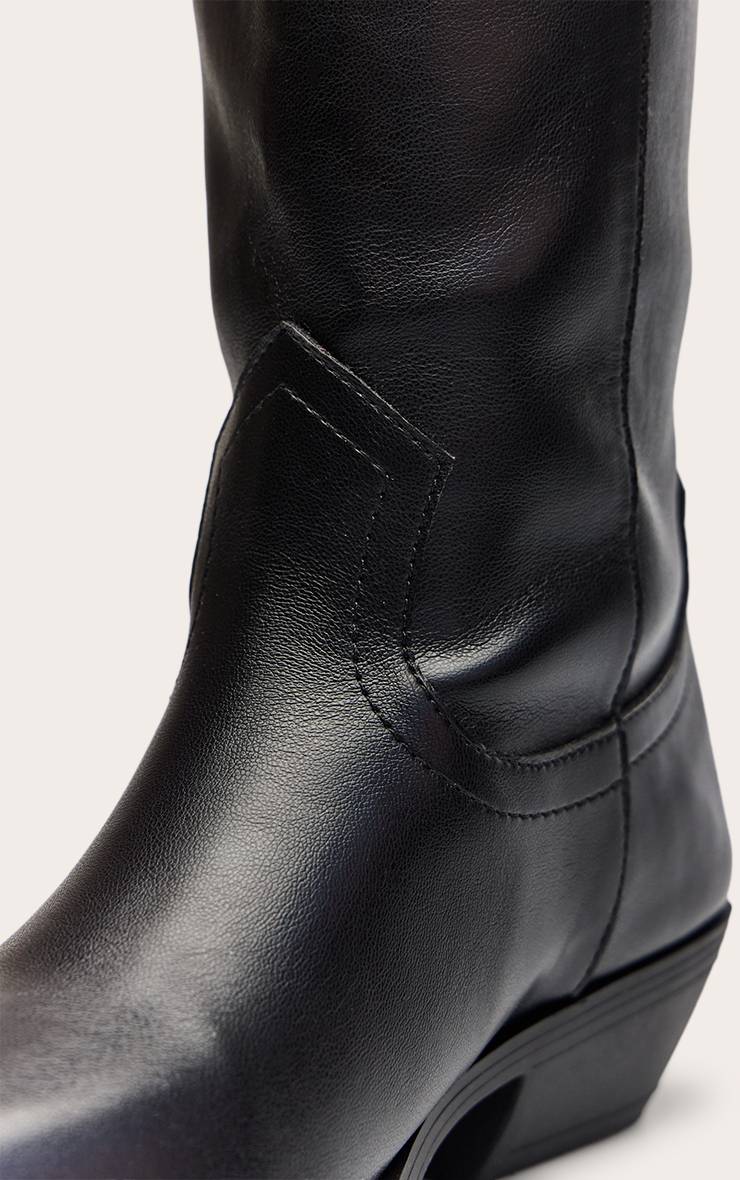 Noir Bottes Hautes Western Plates En Synthétiquecuir