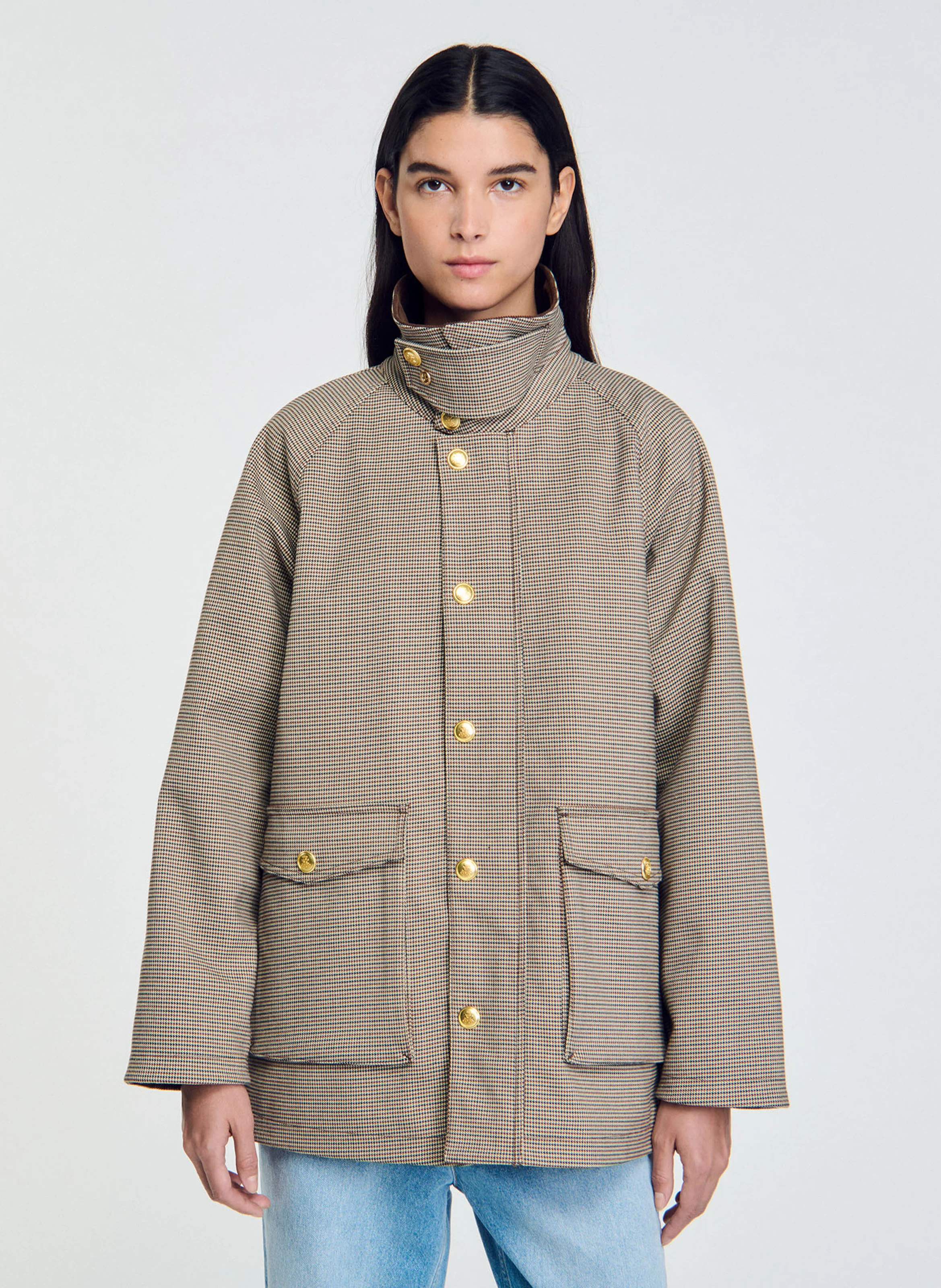 Veste col chemise à carreaux | Marron