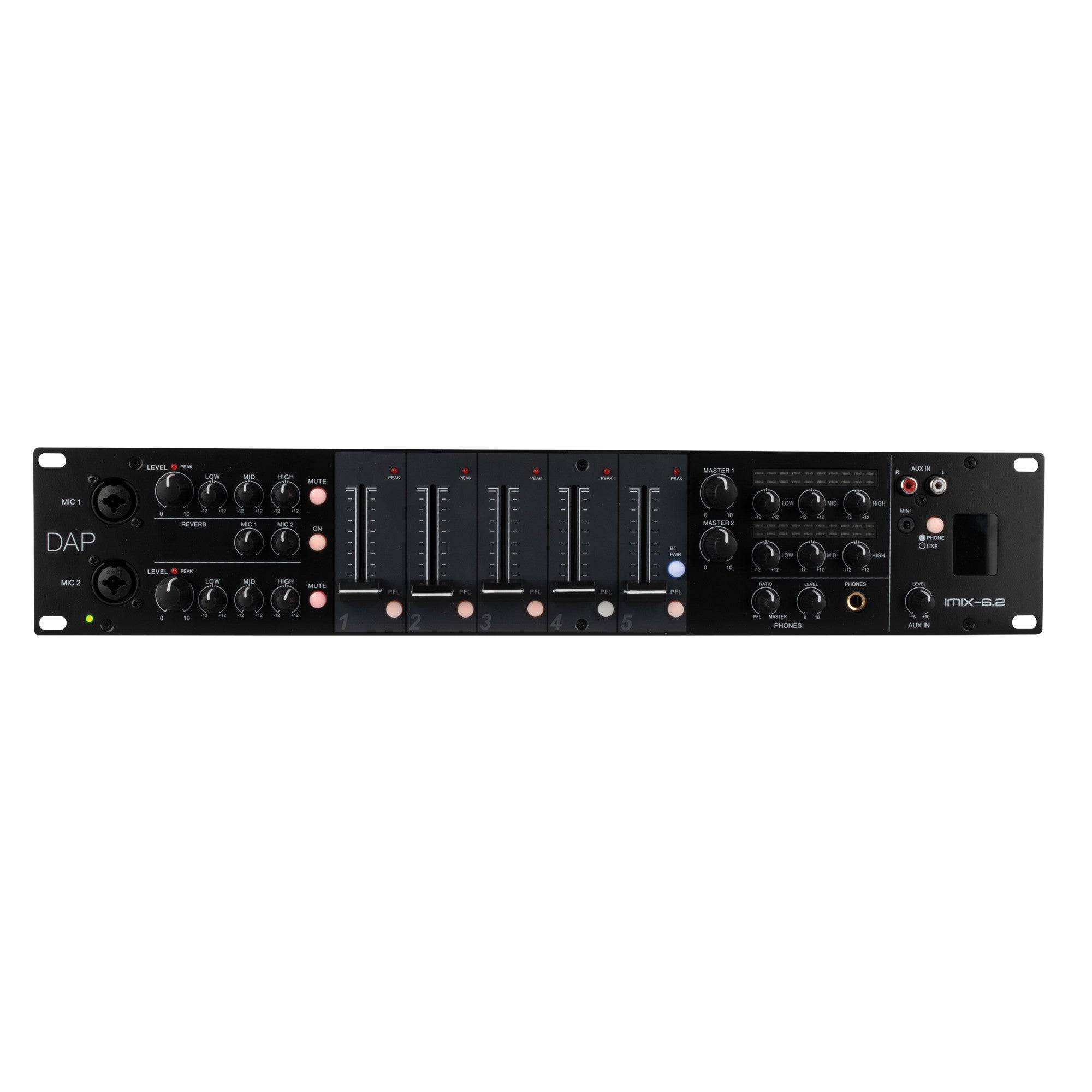 DAP IMIX-6.2 7 kanaals rack mixer met 2 zones