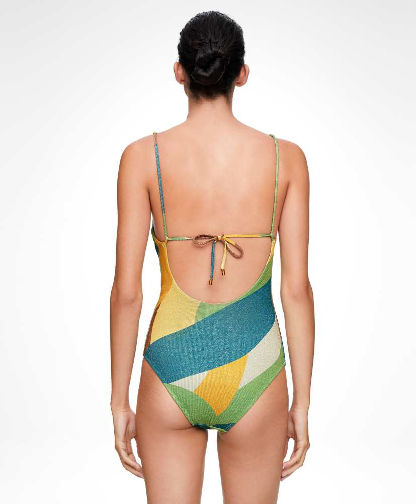 Maiô triangular jacquard brilhante