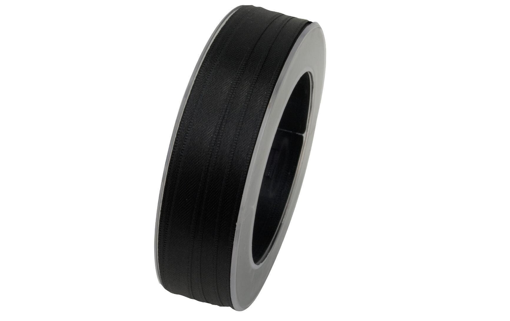 Satinband 10 mm x 25 m, Schwarz, 1 StückDoppelsatin-Geschenkband