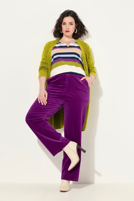 Cordhose, weites, gerades Bein, Elastikbein
