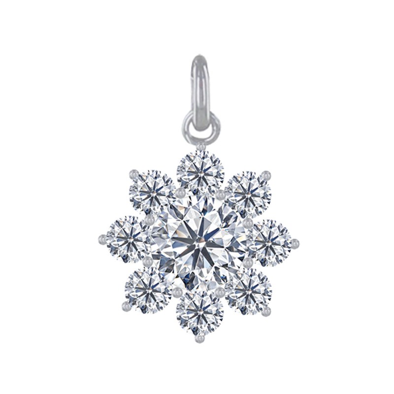 Pendentif Argent Fleur et Oxydes Blancs