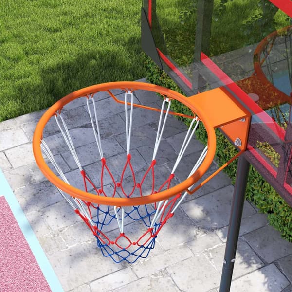 Utendørs basketballkurv for barn, 210-260 cm høydejusterbart basketballstativ med hjul, basketballsystem med stativ for barn fra 6 år og over, rød