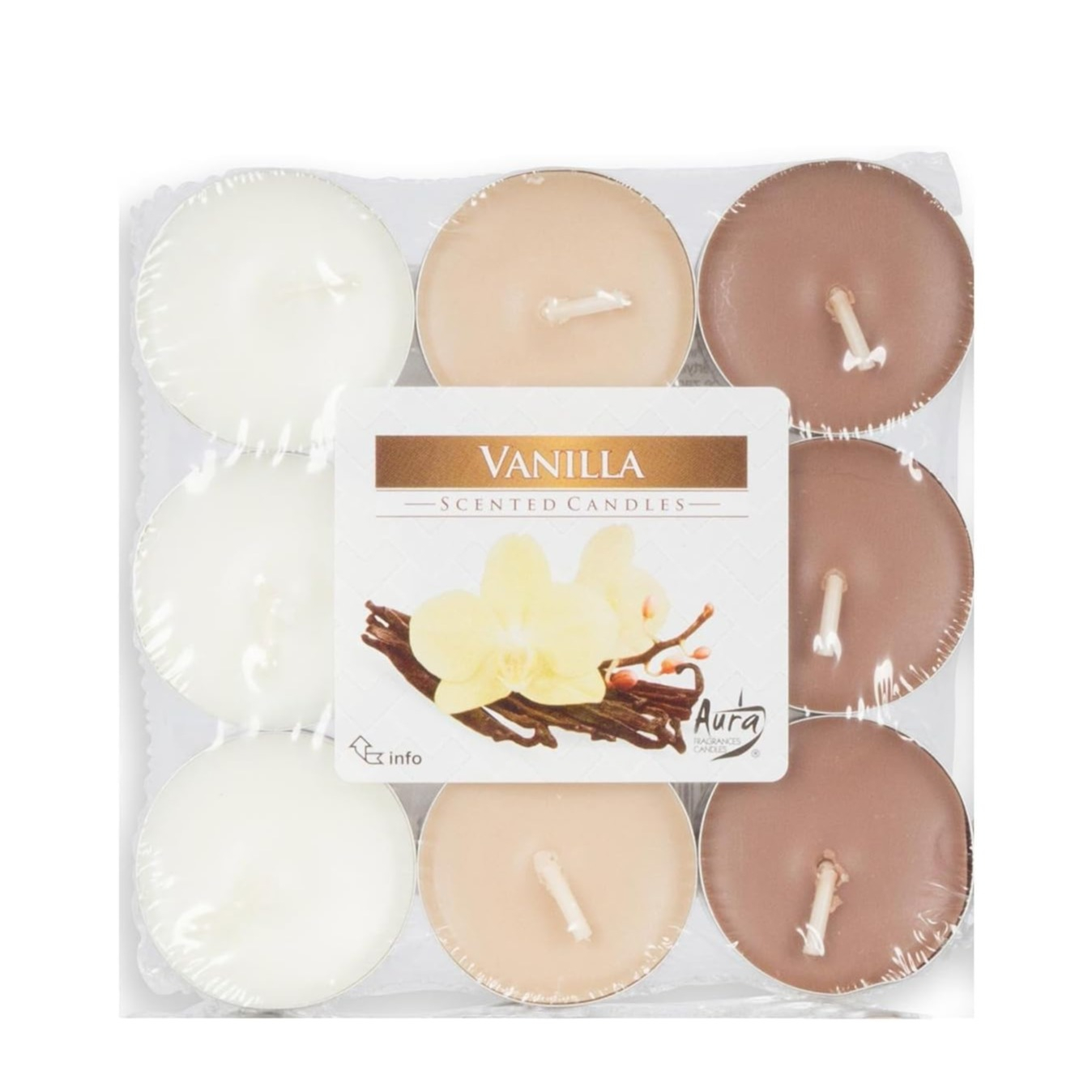 (18er Set) Ø40mm Duft Kerzen Flache Rechauds Aromatherapie Teelichter (17937) - Vanille